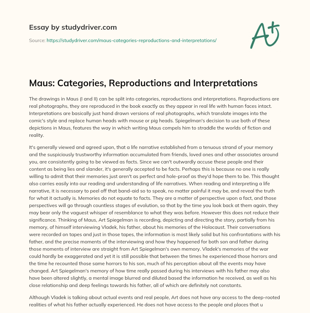 Maus: Categories, Reproductions and Interpretations essay