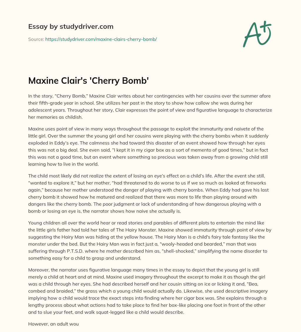 Maxine Clair’s ‘Cherry Bomb’ essay