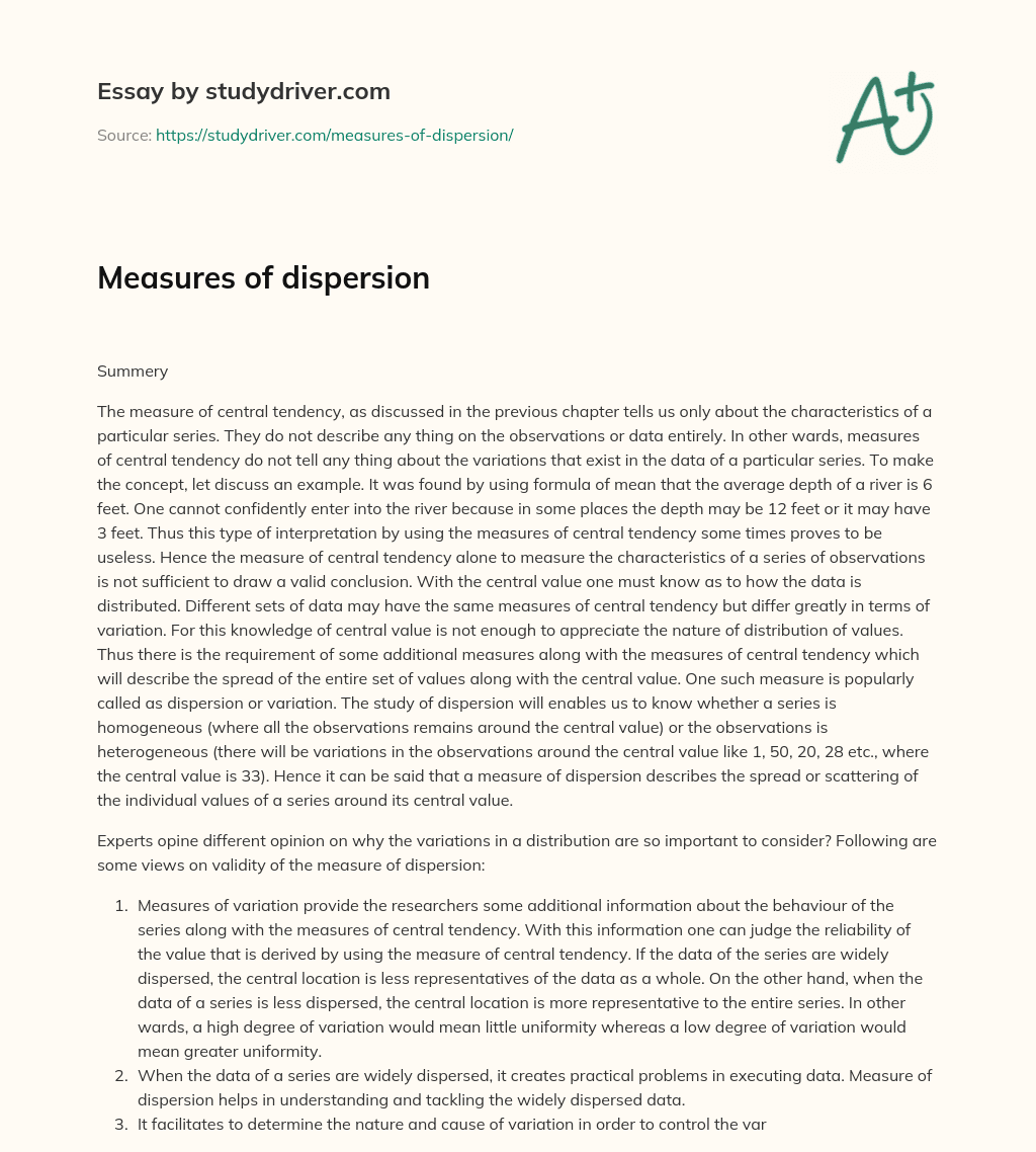 Measures of Dispersion essay
