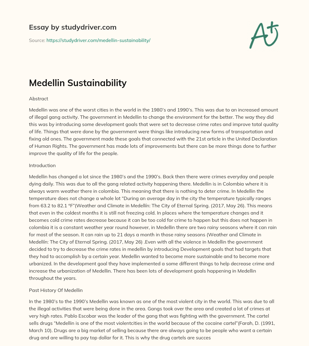 Medellin Sustainability essay