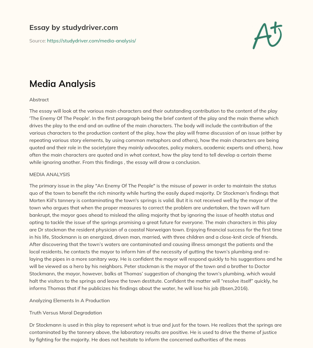 Media Analysis essay