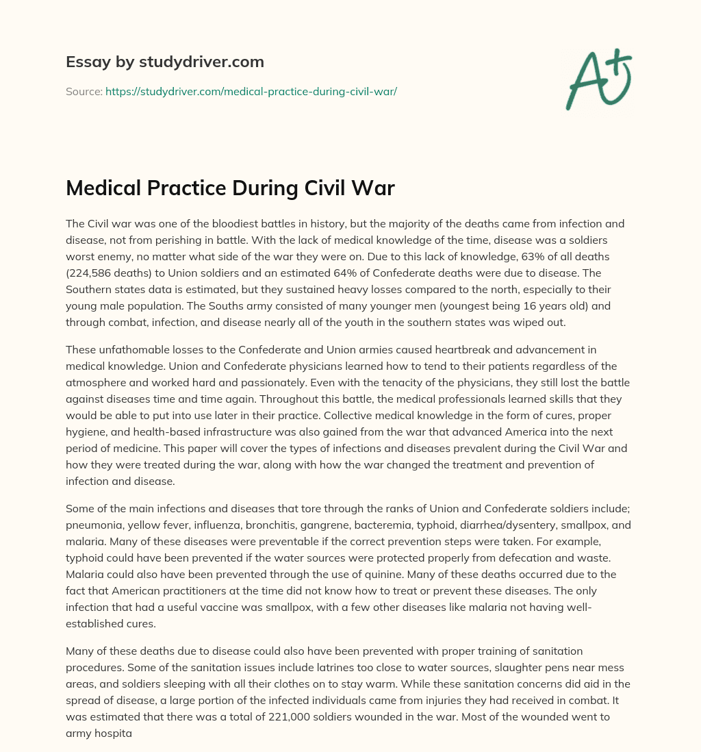 Medical Practice during Civil War essay
