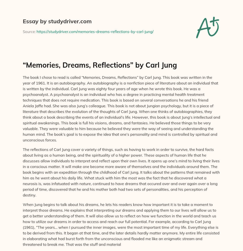 “Memories, Dreams, Reflections” by Carl Jung essay