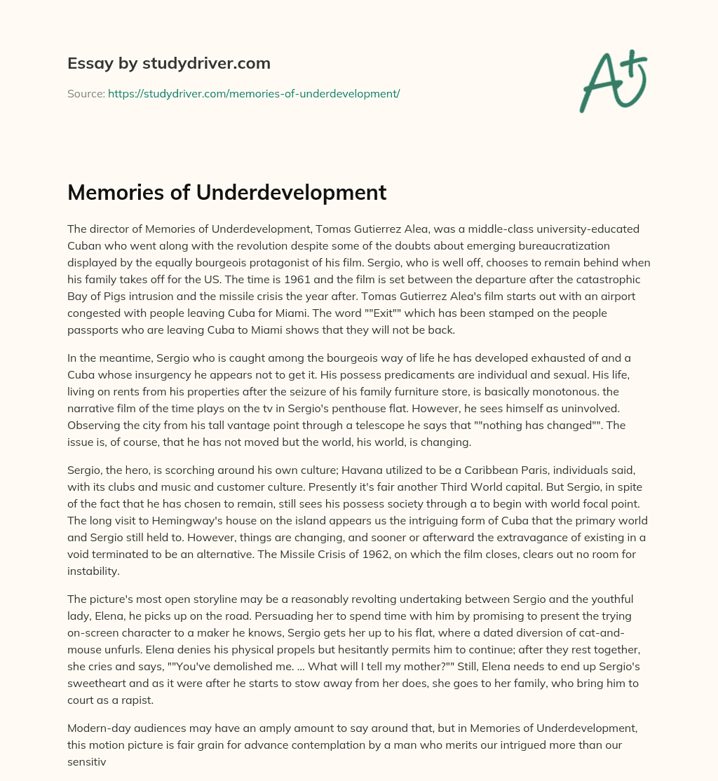 Memories of Underdevelopment essay