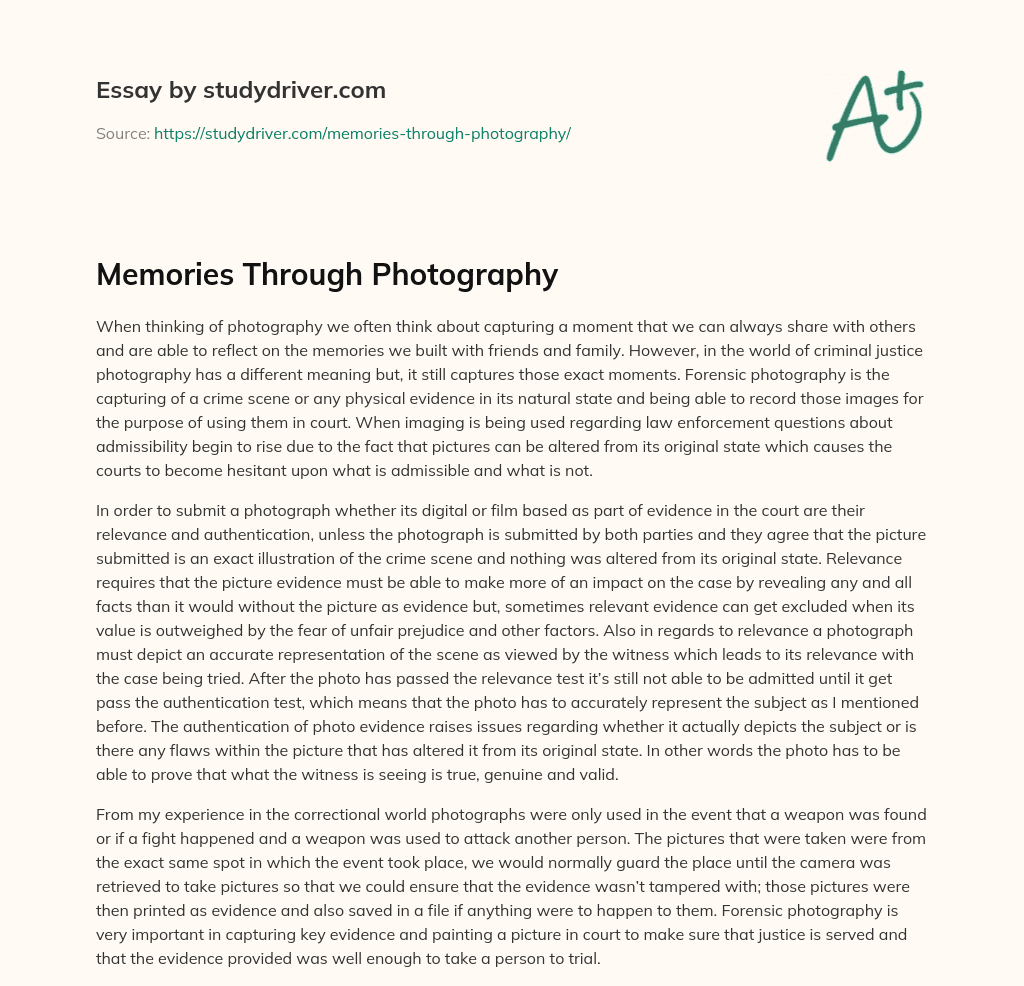 Memories through Photography essay