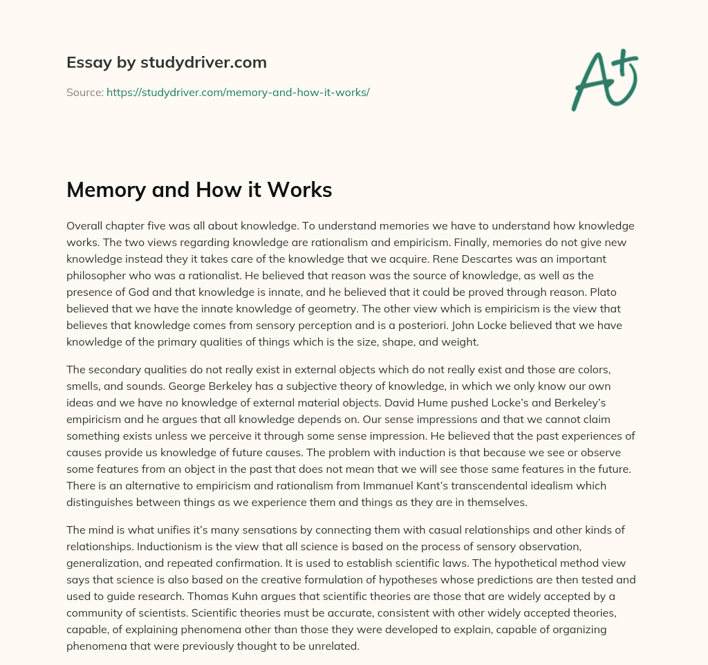 Memory and how it Works essay