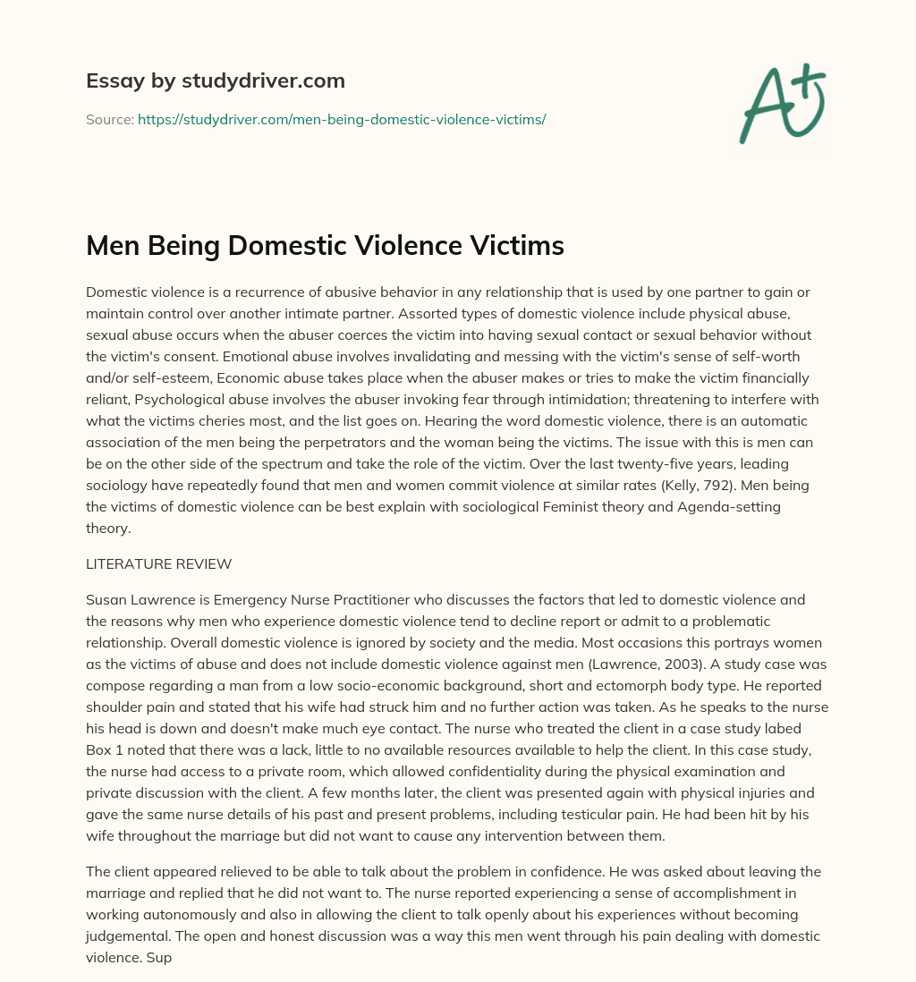Men being Domestic Violence Victims essay