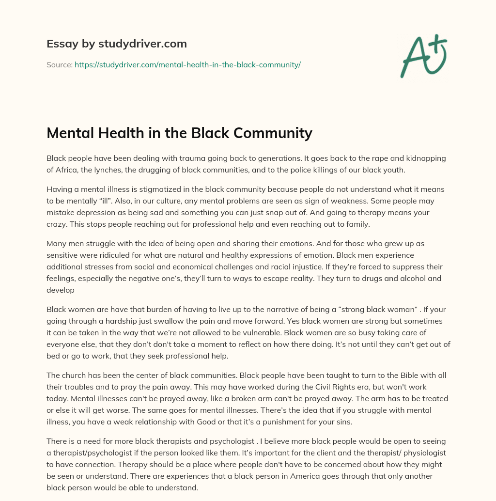 Mental Health in the Black Community essay
