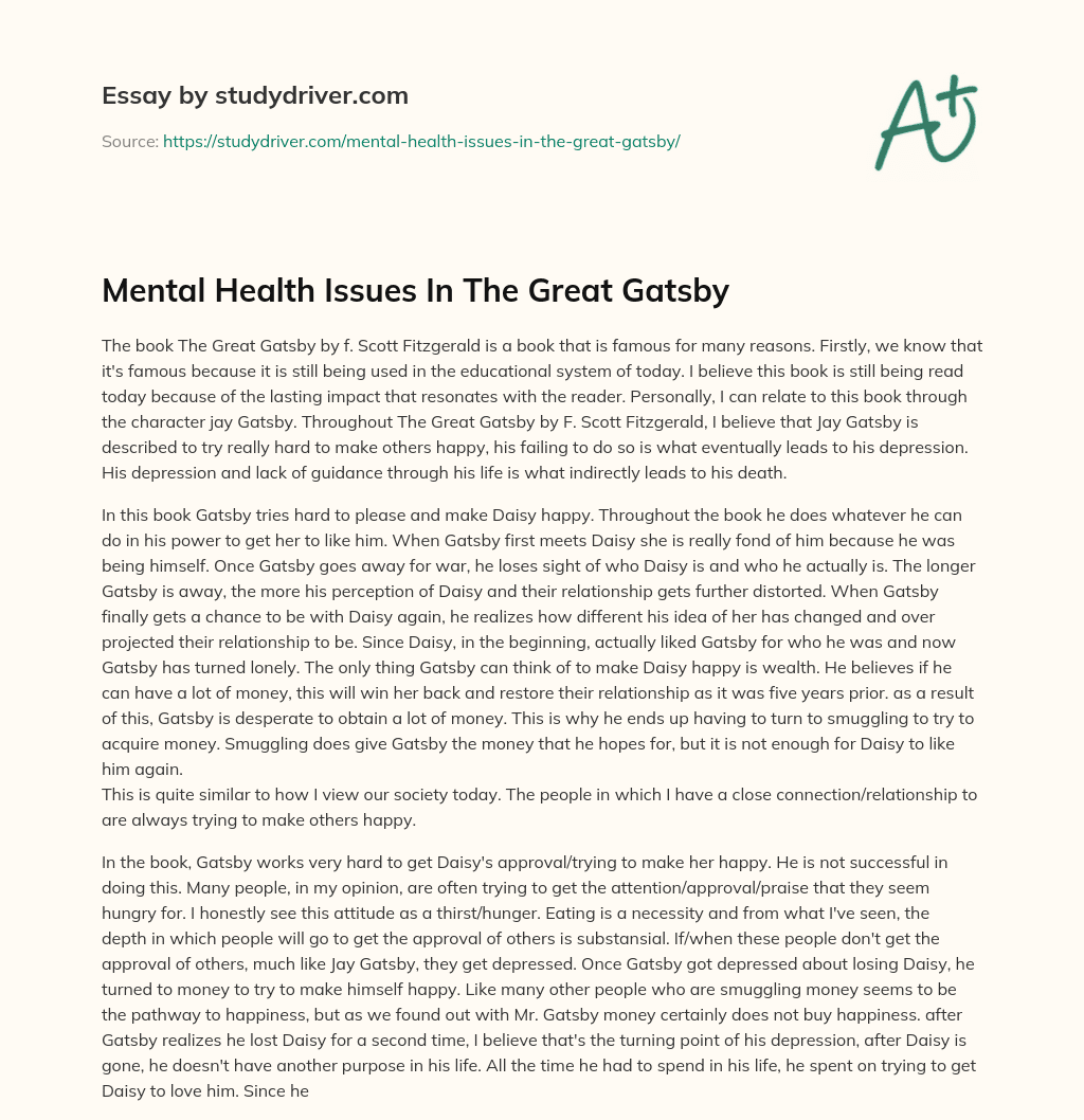 Mental Health Issues in the Great Gatsby essay