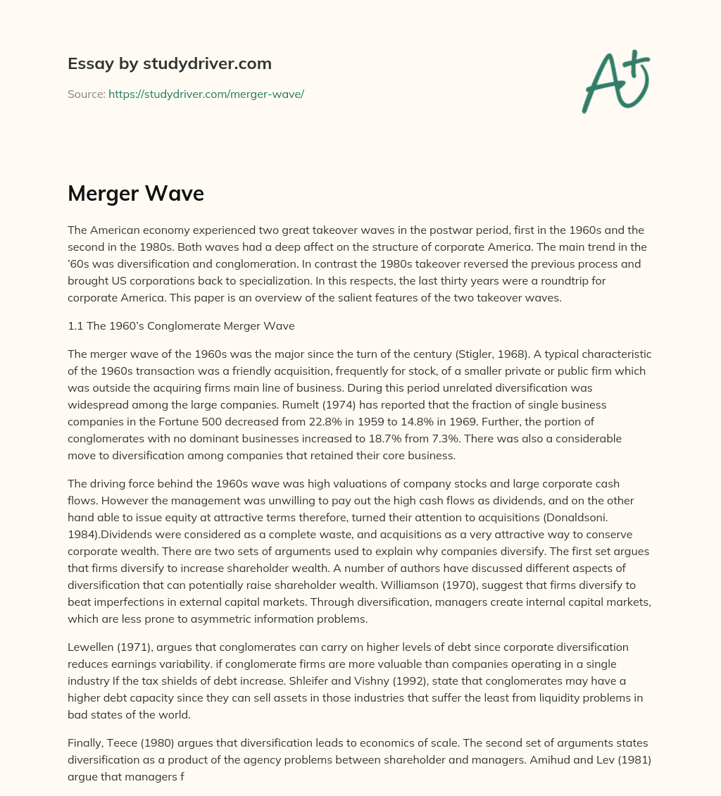 Merger Wave essay