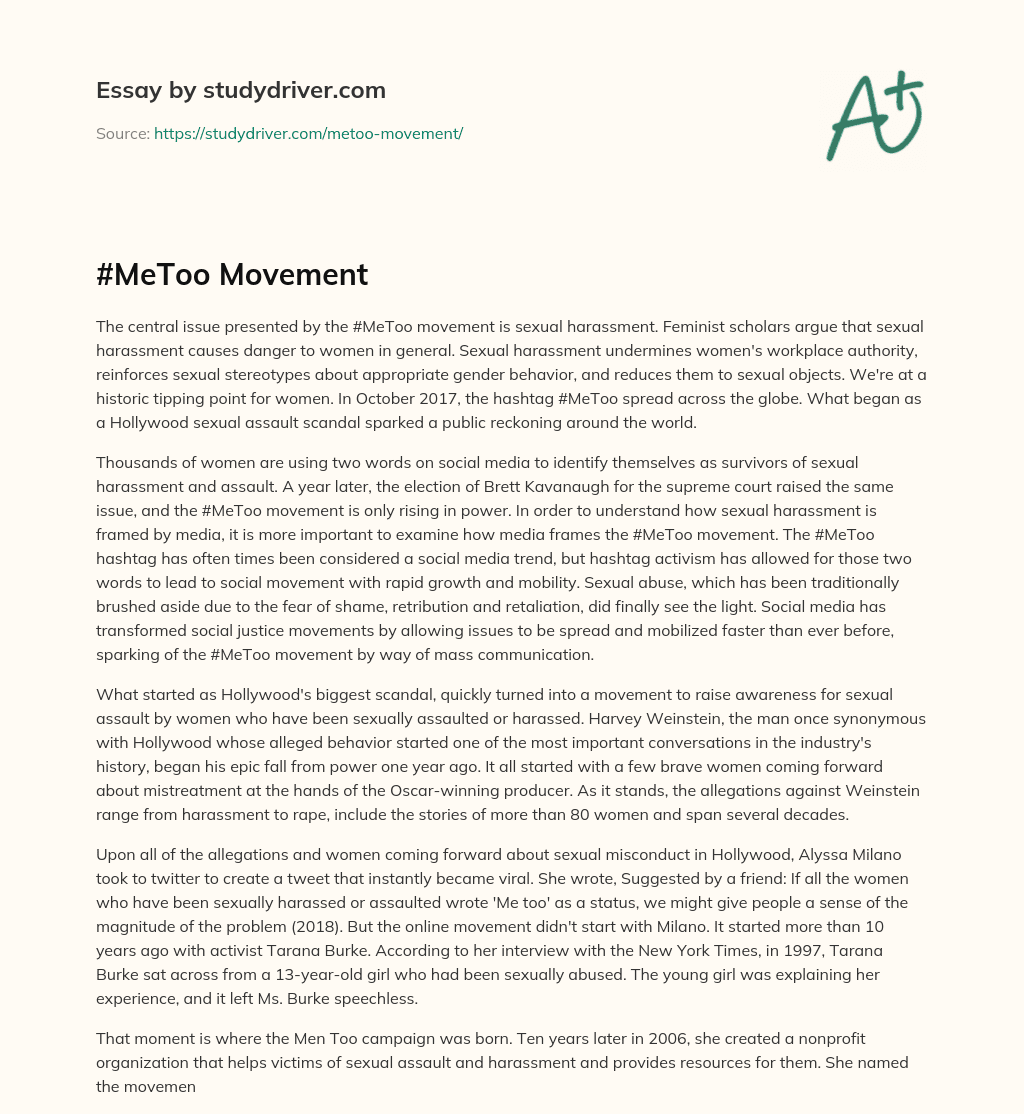 #MeToo Movement essay