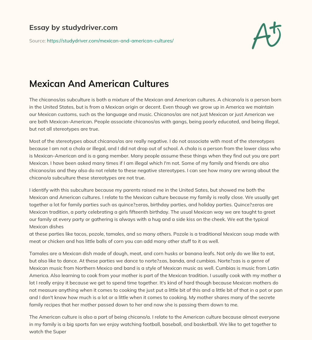 Mexican and American Cultures essay