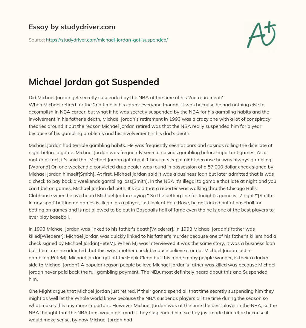 Michael Jordan Got Suspended essay