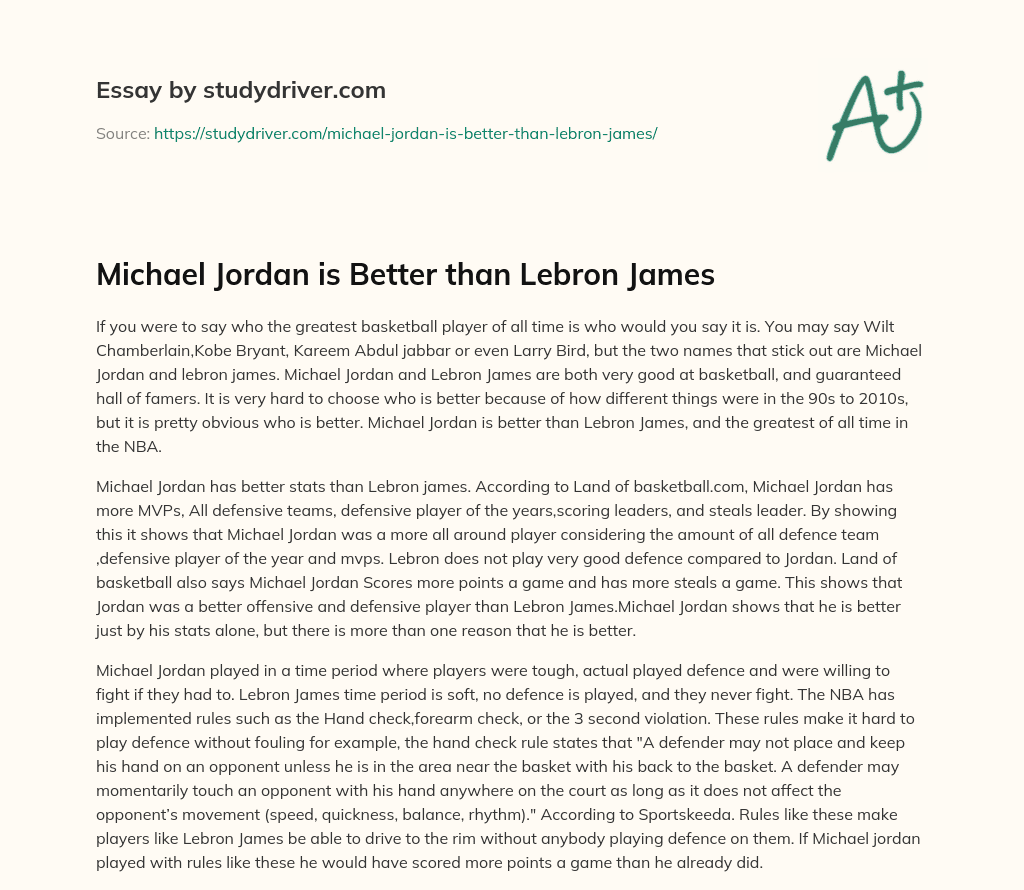 3 paragraph essay about michael jordan