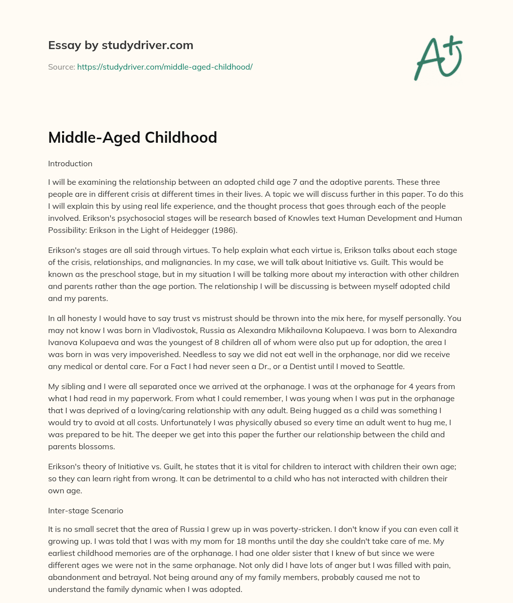 Middle-Aged Childhood essay