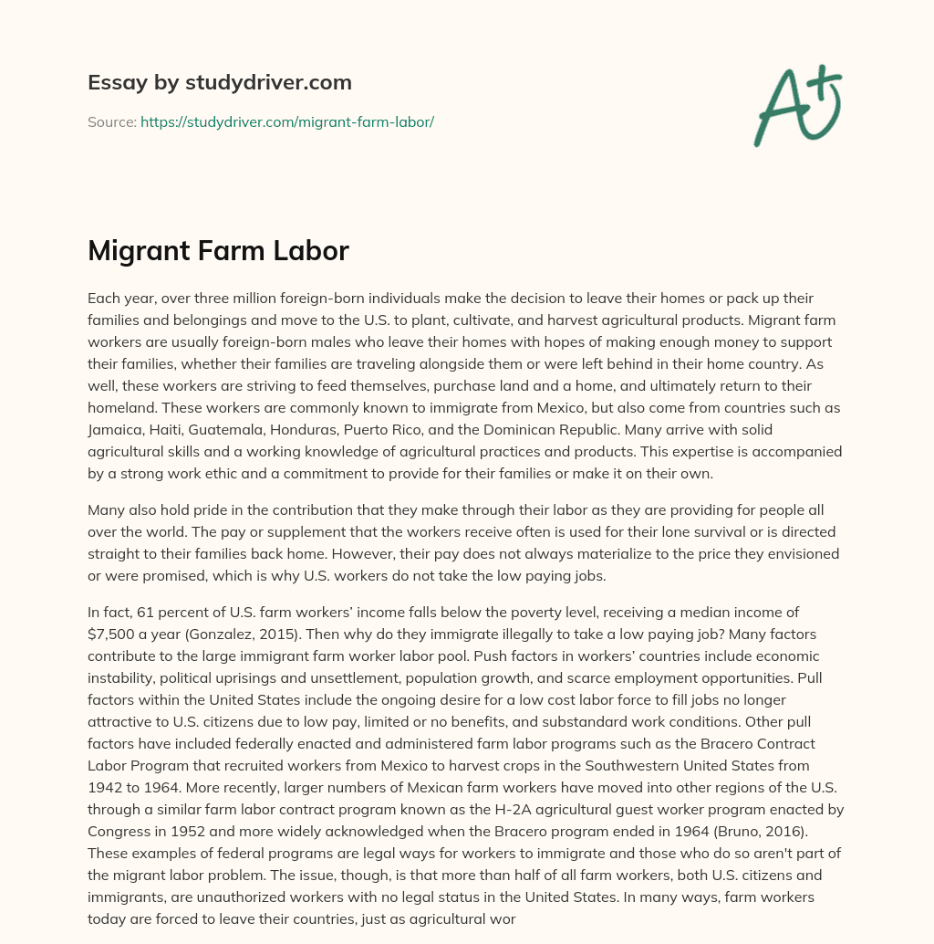 Migrant Farm Labor essay