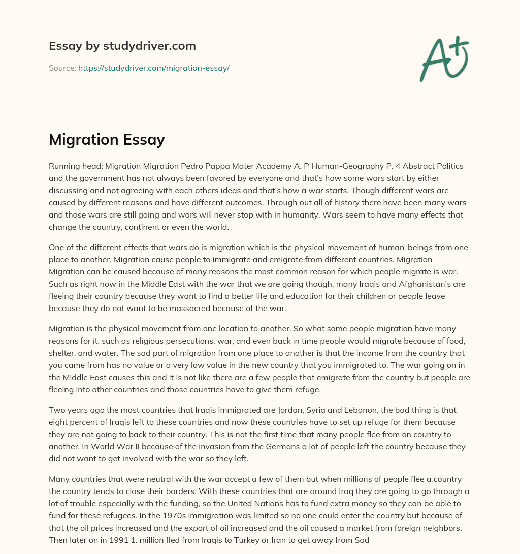 Migration Essay essay