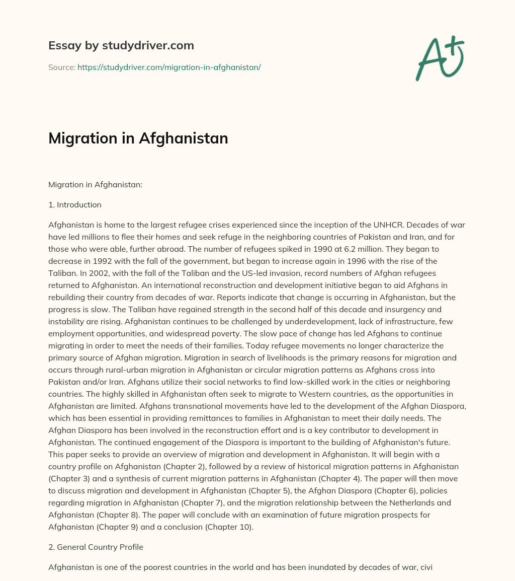 Migration in Afghanistan essay