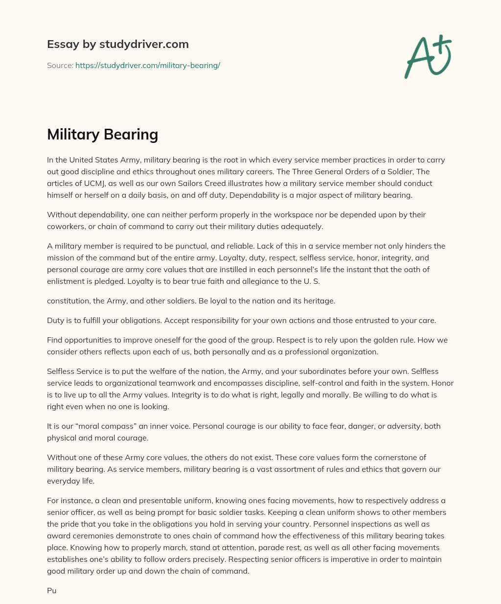 Military Bearing essay