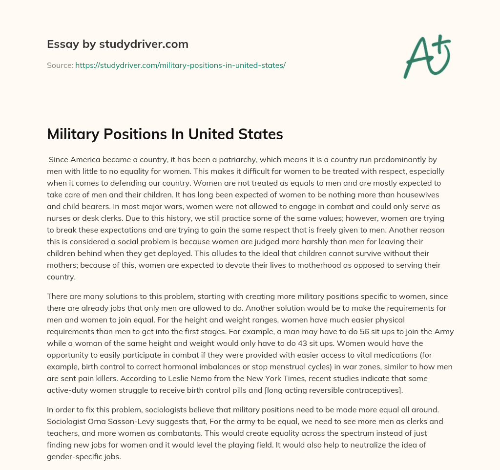 Military Positions in United States essay