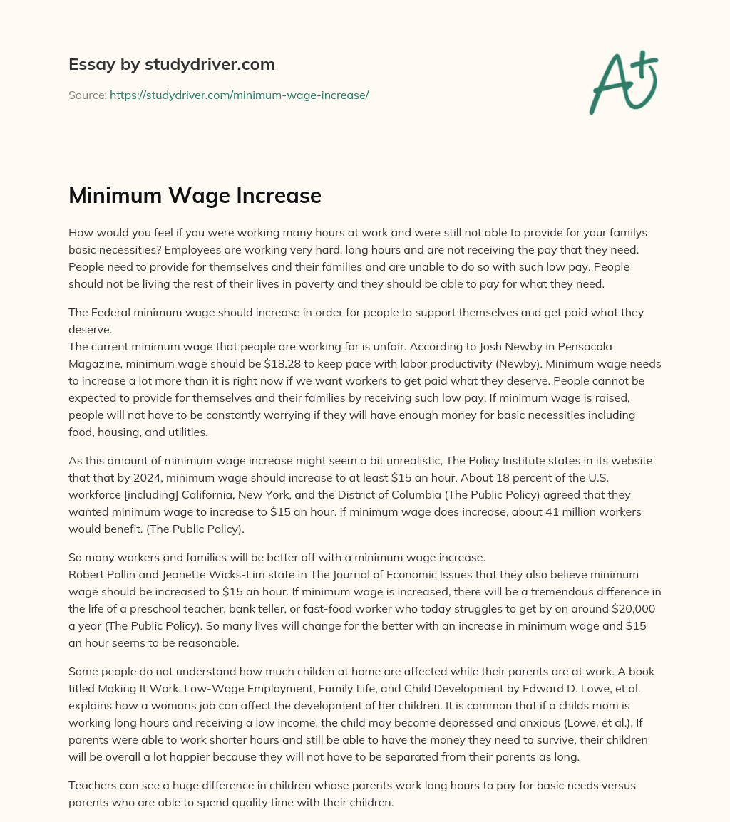 Minimum Wage Increase essay