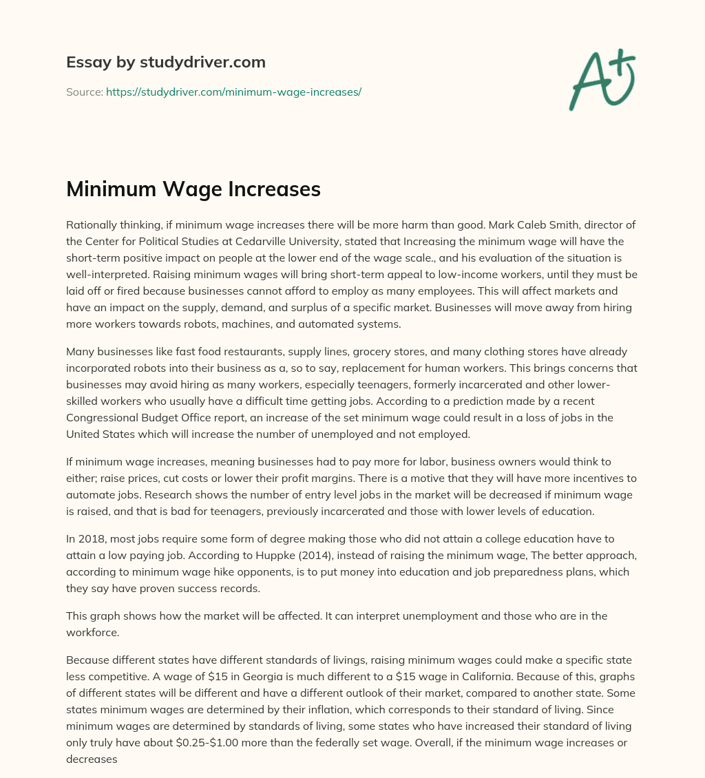 Minimum Wage Increases essay