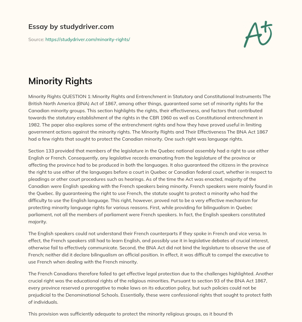 Minority Rights essay