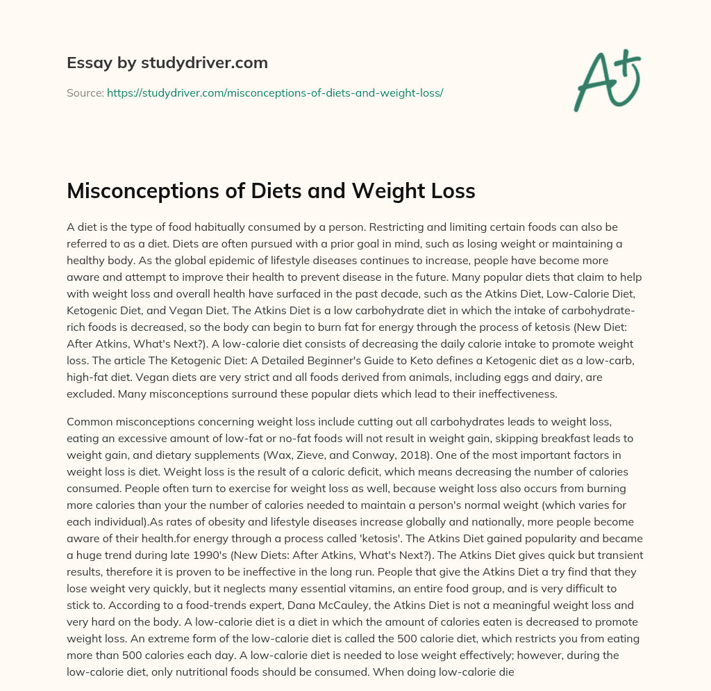Misconceptions of Diets and Weight Loss essay