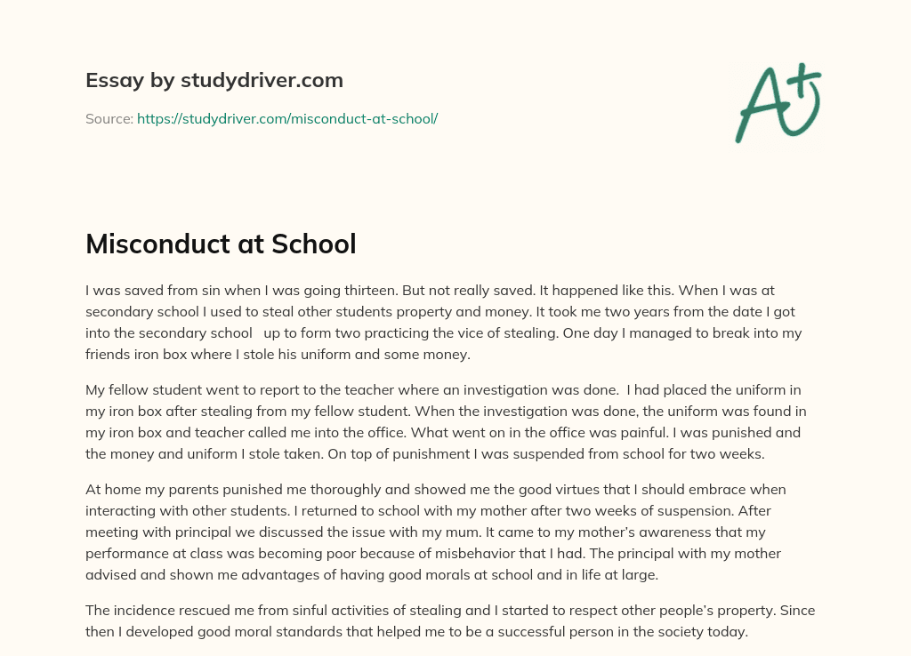Misconduct at School essay