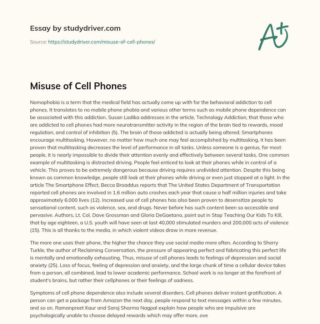 Misuse of Cell Phones essay