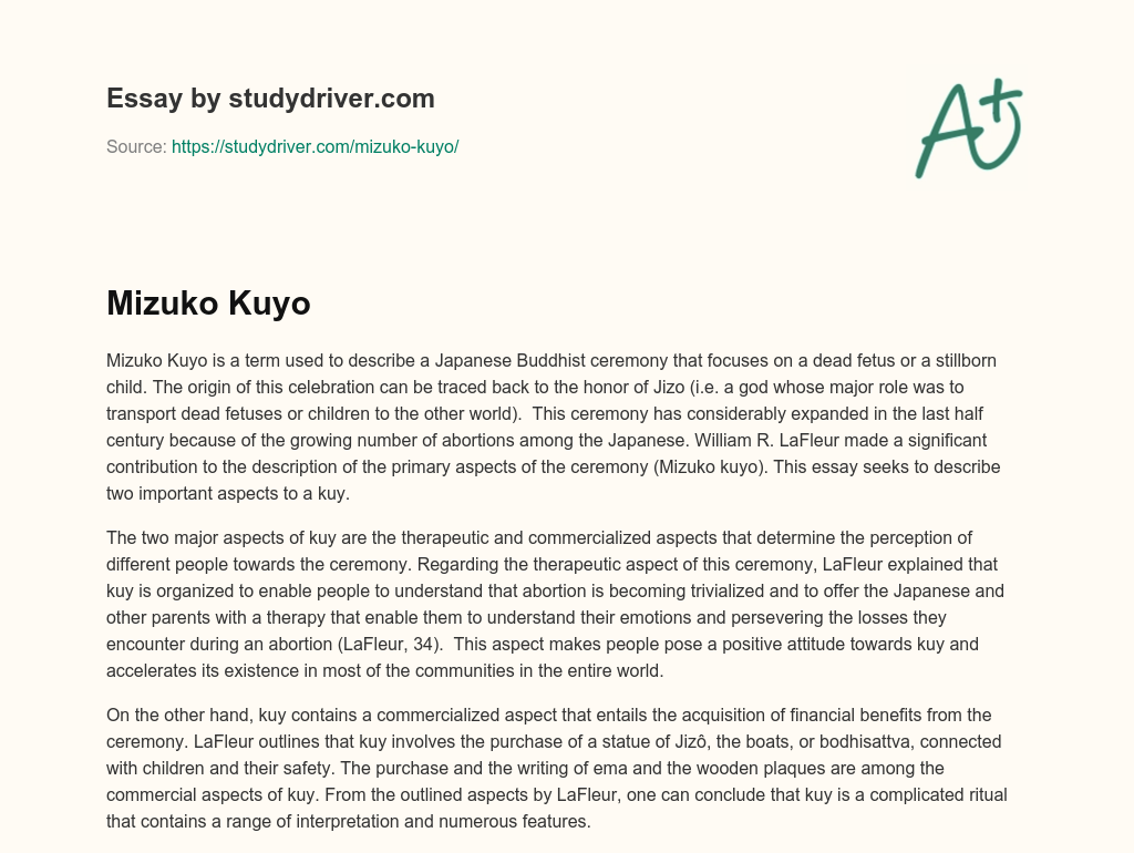 Mizuko Kuyo essay