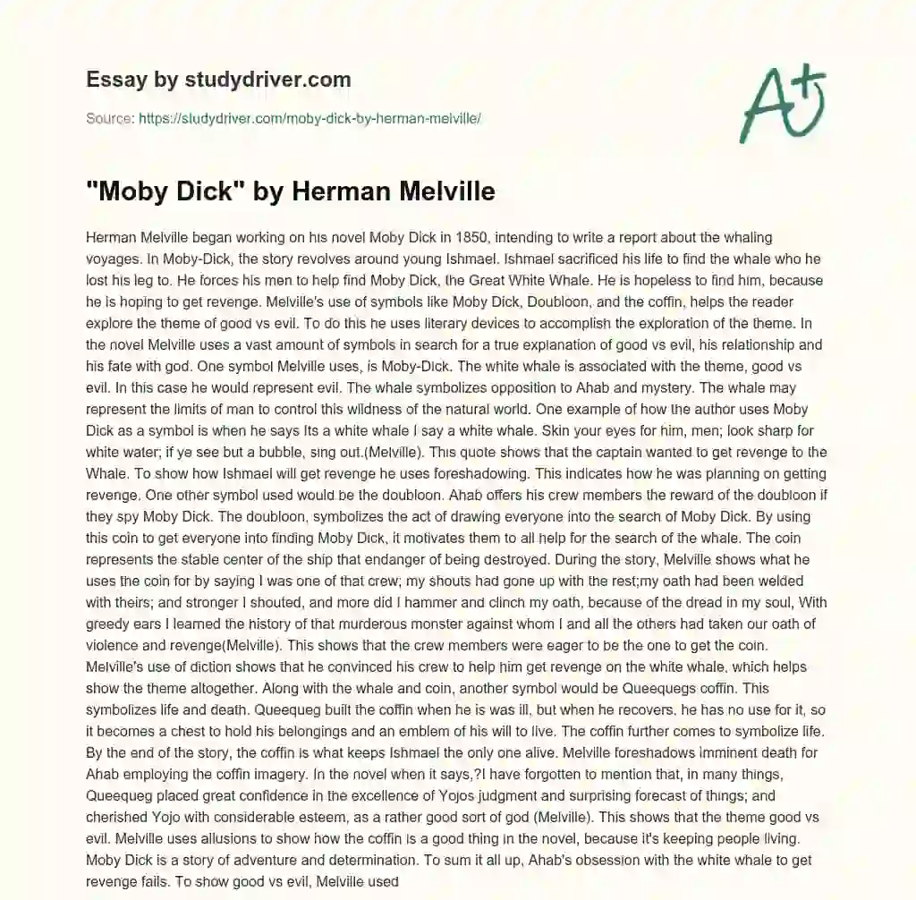 “Moby Dick” by Herman Melville essay