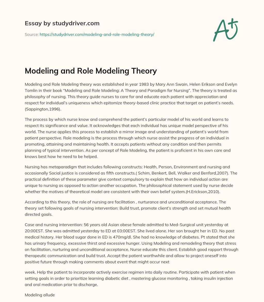 Modeling and Role Modeling Theory essay
