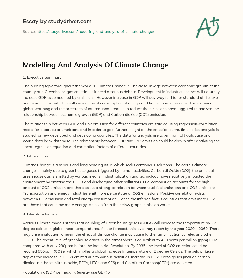 Modelling and Analysis of Climate Change essay