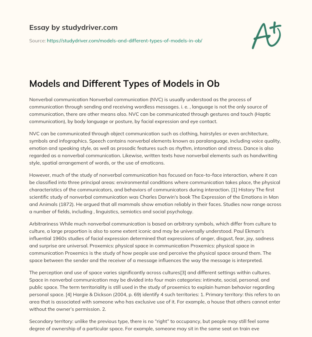 Models and Different Types of Models in Ob essay