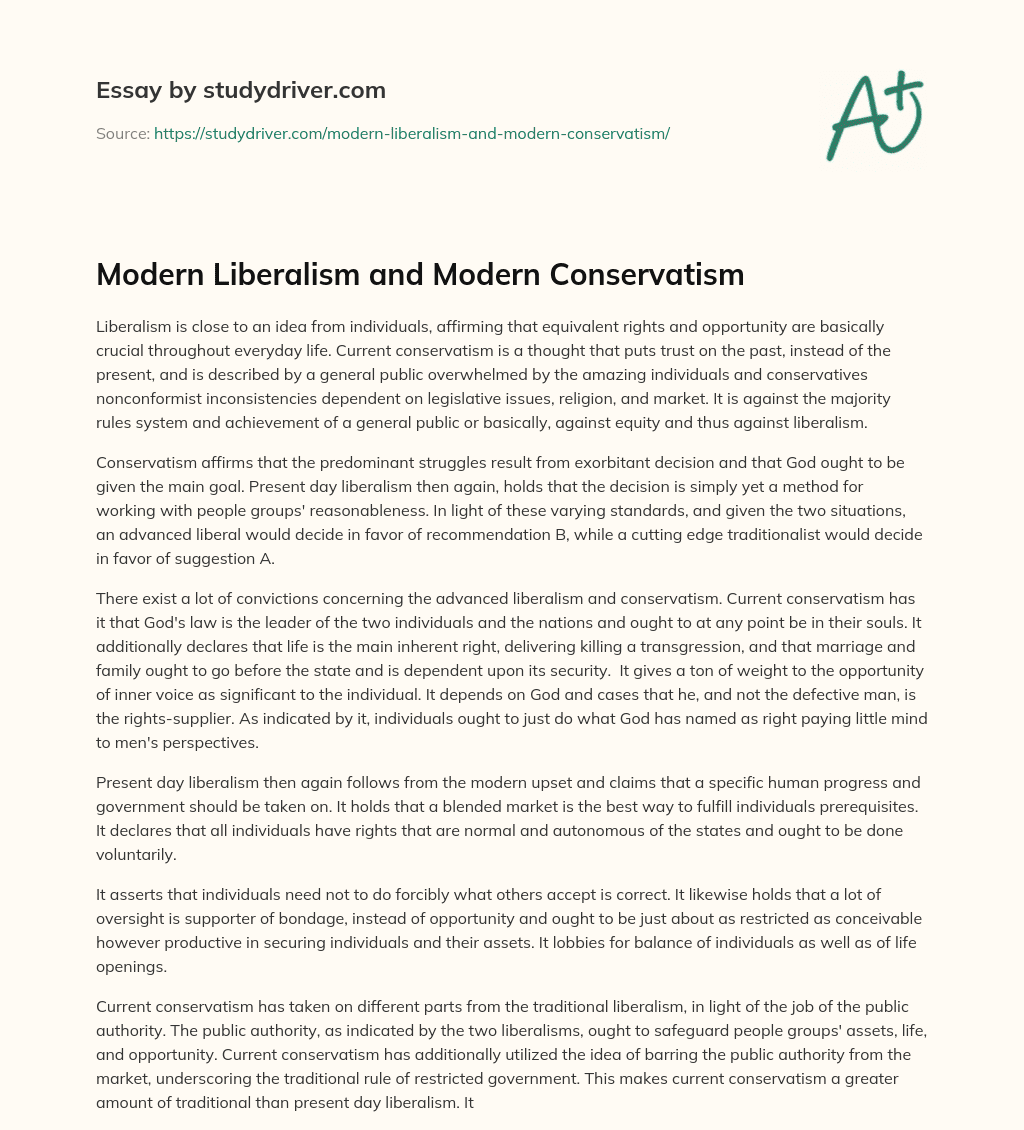 Modern Liberalism and Modern Conservatism essay