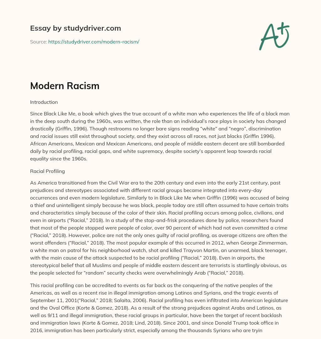Modern Racism essay