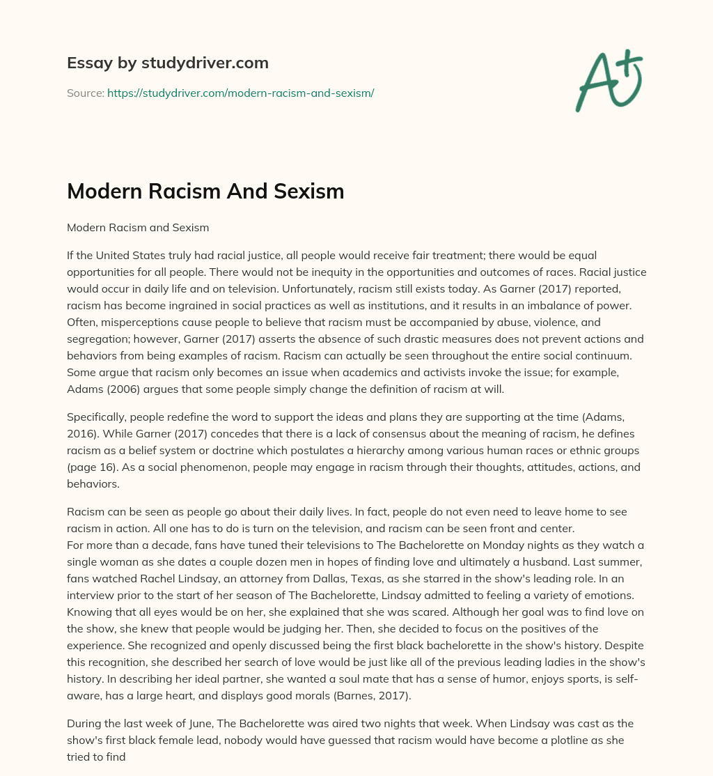 Modern Racism and Sexism essay