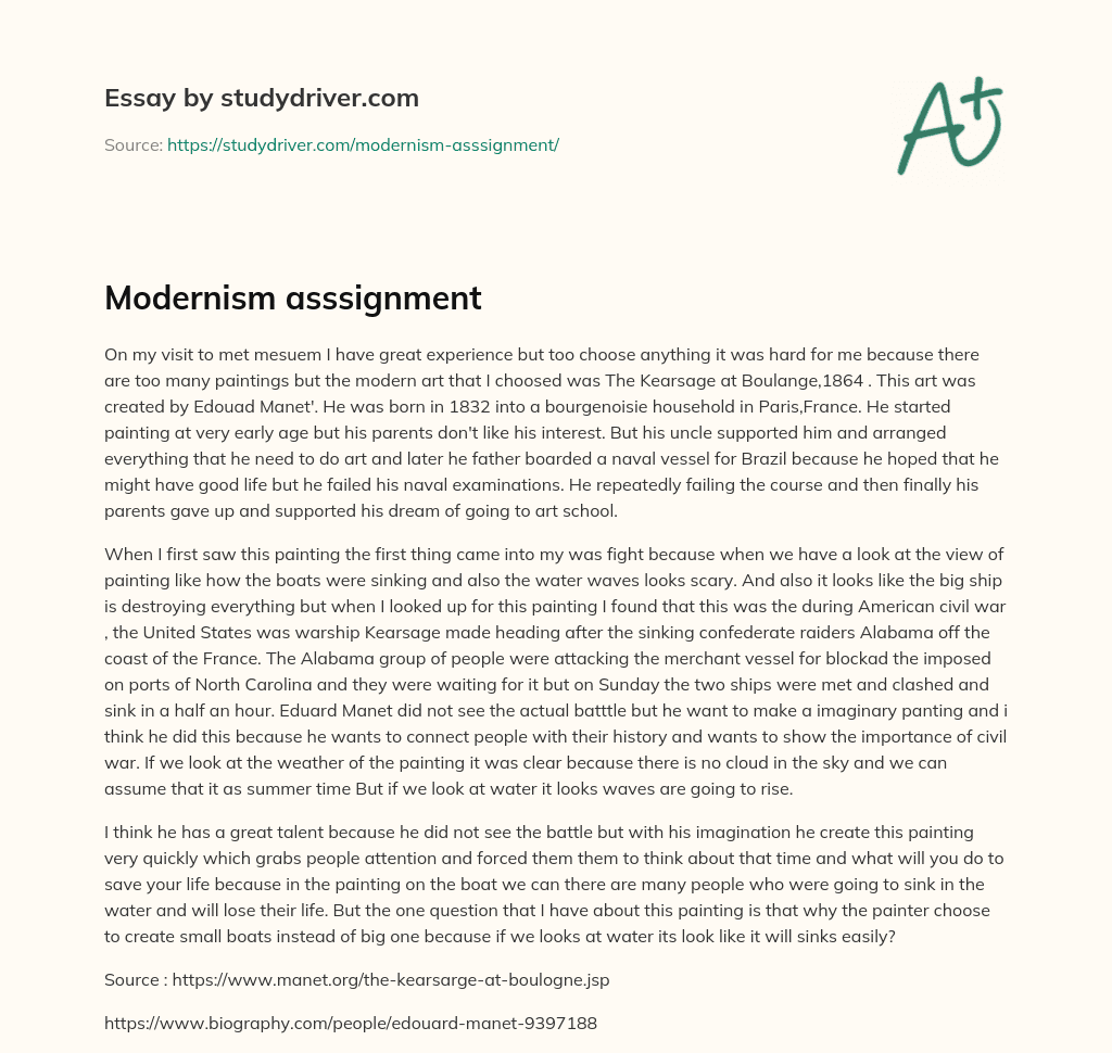 Modernism Asssignment essay