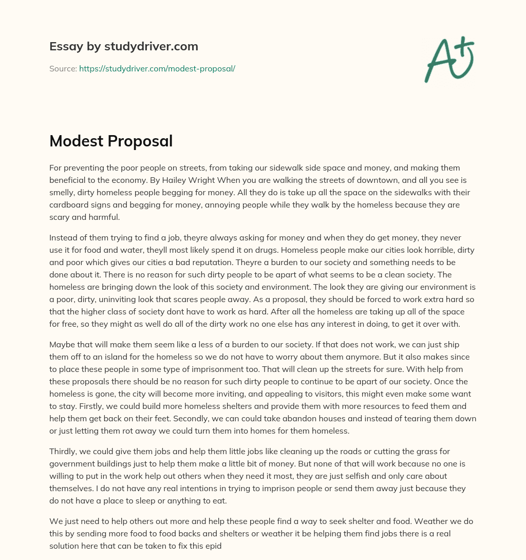 Modest Proposal essay