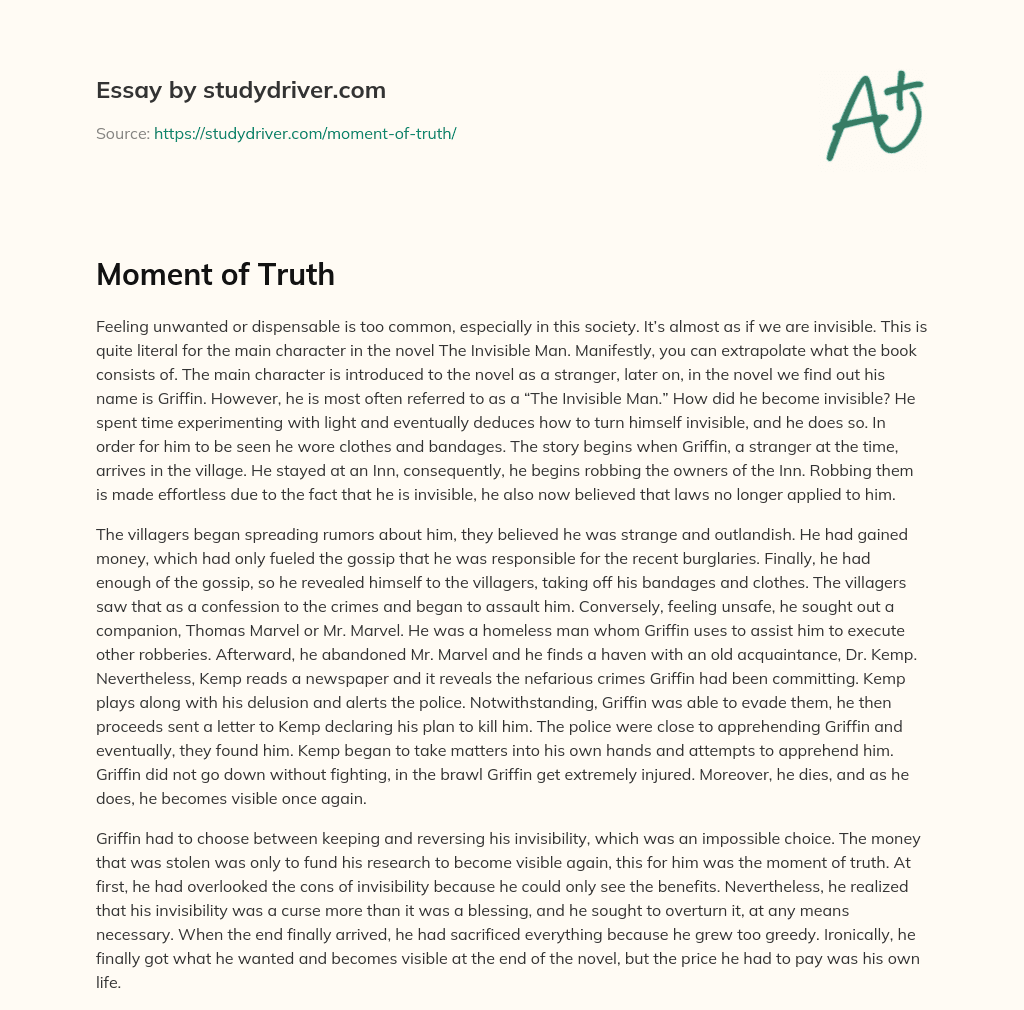 Moment of Truth essay