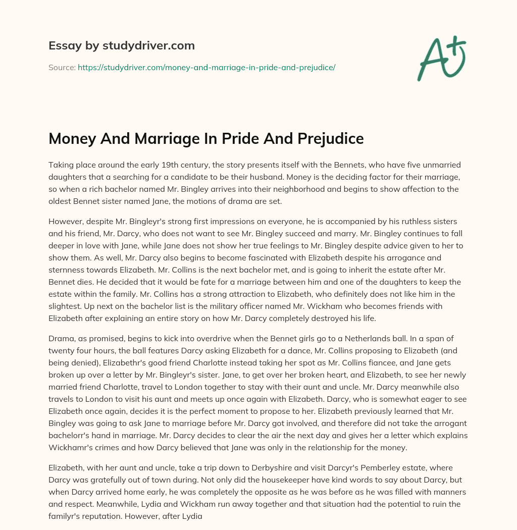 Money and Marriage in Pride and Prejudice essay