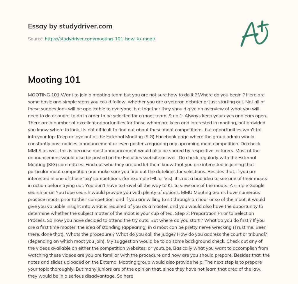 Mooting 101 essay