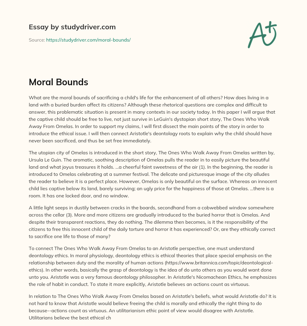 Moral Bounds essay