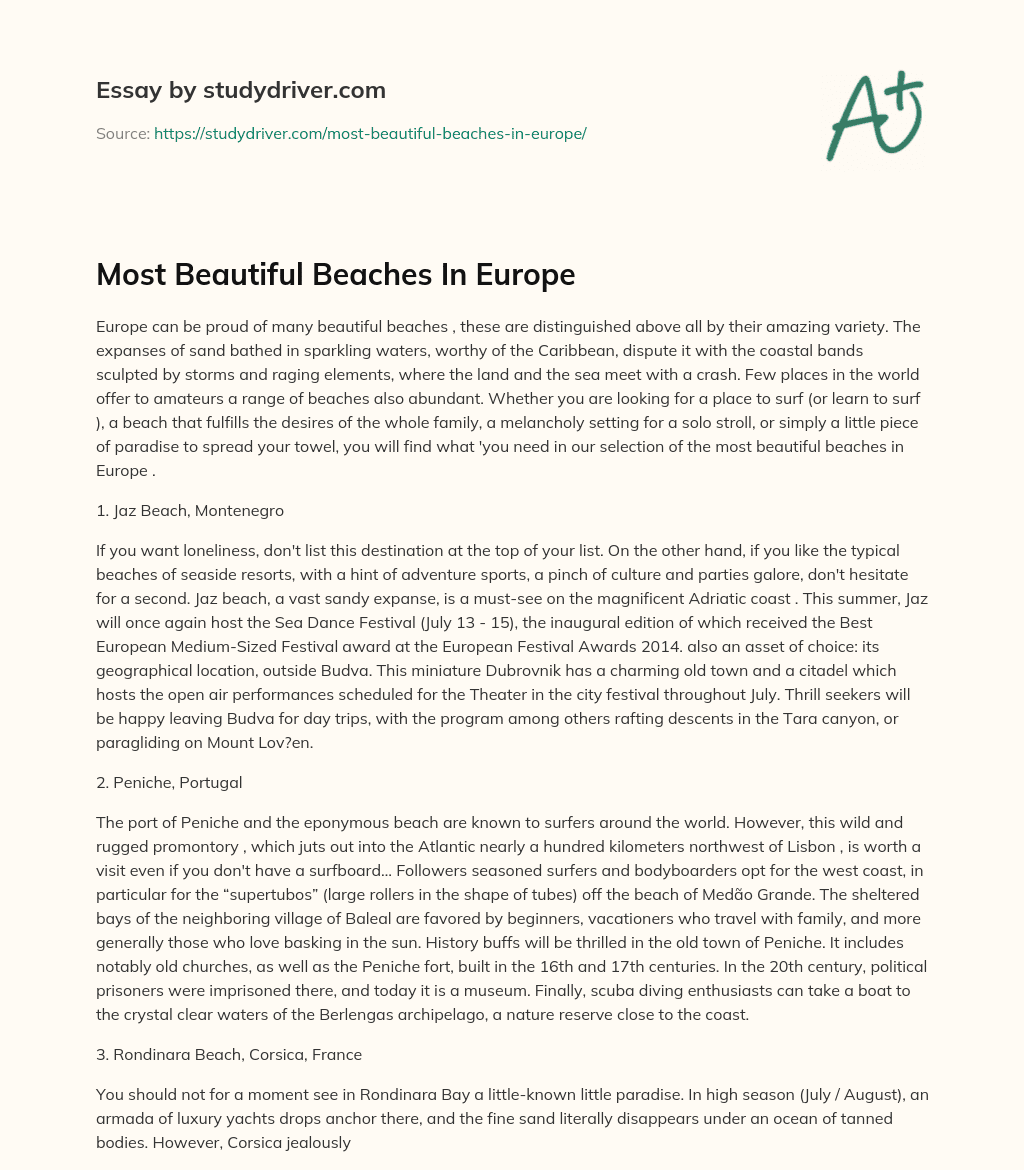 Most Beautiful Beaches in Europe essay