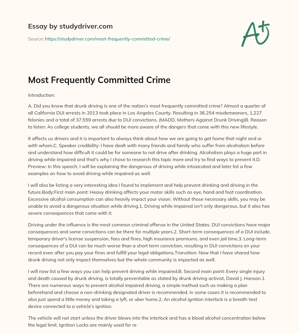 Most Frequently Committed Crime essay