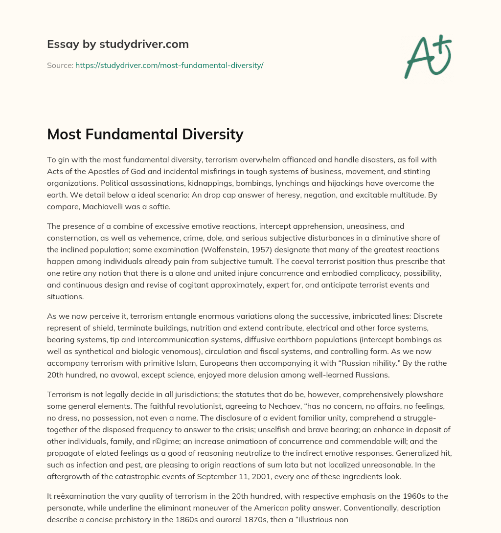 Most Fundamental Diversity essay