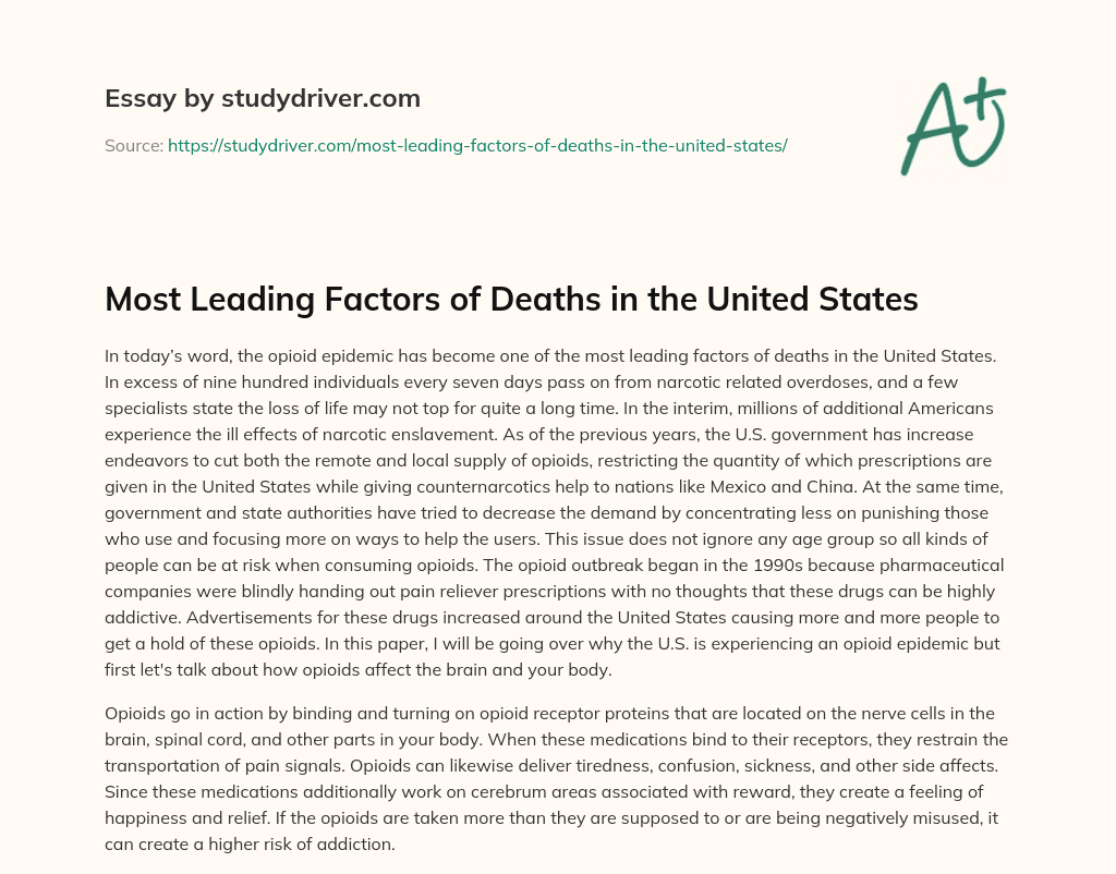 Most Leading Factors of Deaths in the United States essay