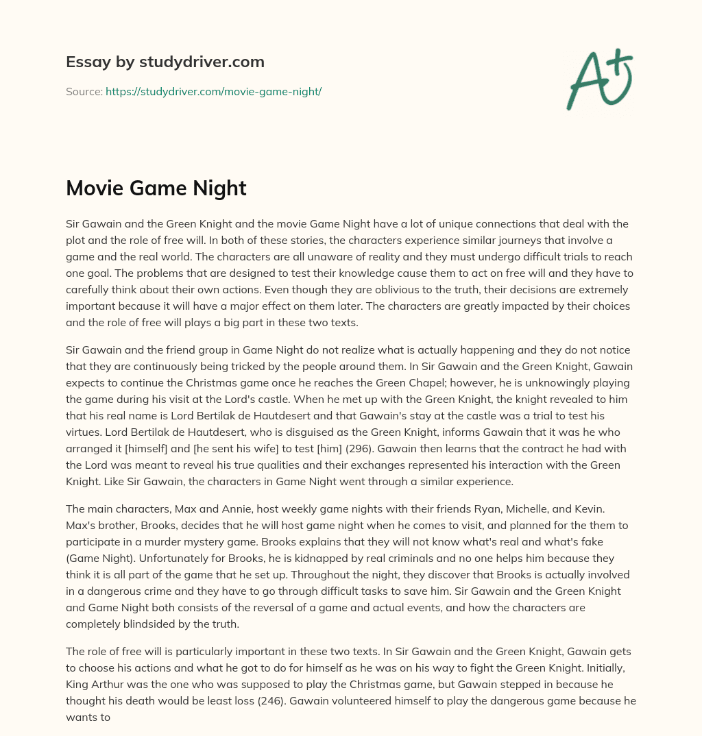 Movie Game Night essay
