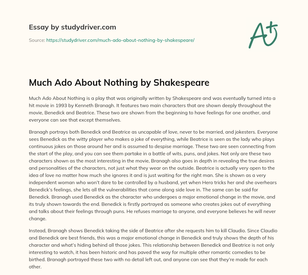 Much Ado about Nothing by Shakespeare essay